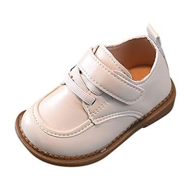 Imagem de Sapatos infantis meninos tamanho 6 meninos sapatos casuais sola grossa bico redondo fivela sapatos tênis roupas crianças, Bege, 3.5-4 Years Toddler