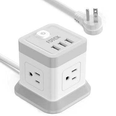 Imagem de Faixa de alimentação para desktop FDTEK Power Cube Strip com 4 tomadas (3 EUA)