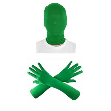 Imagem de Chendvol Green Chroma Key Mask Hood with Chromakey Screen Gloves Invisible Effects Background for Green Screen Photography Photo Video (15'' Gloves+Mask)