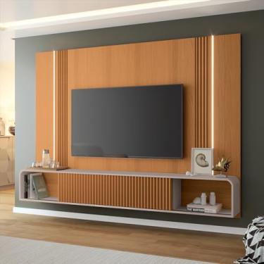 Imagem de Home Suspenso Decorativo Rennes MDF/MDP c/LED para TV até 85 Polegadas Cinamomo/Off White G26 - Gran Belo