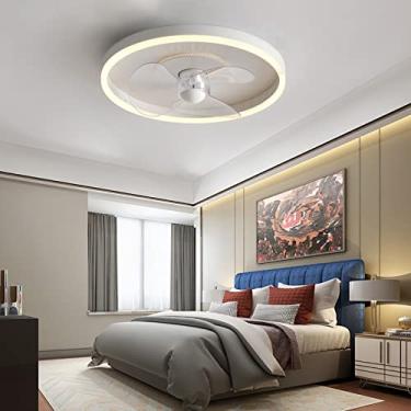 Imagem de Ventilador de teto moderno com luz LED Ventilador de teto com controle remoto Silencioso 6 níveis Velocidades do vento Luz de escurecimento contínuo Ventilador de teto para sala de estar Qua