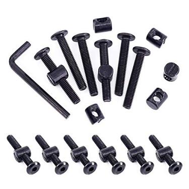 Imagem de Swpeet 25 peças de parafusos pretos M6 × 40 mm para berço, cabeça sextavada, parafuso para cama de bebê e porcas cilíndricos com 1 chave Allen perfeita para móveis, berços, parafusos (M6 x 40 mm)