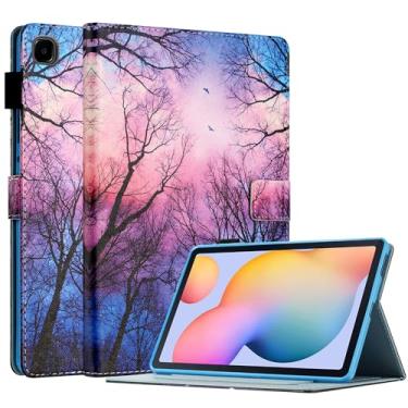 Imagem de Capa para Samsung Galaxy Tab S6 Lite de 10,4 polegadas com suporte de caneta S modelo 2022 2020 (SM-P610/P613/P615/P619), Smart Auto Wake/Sleep, capa fólio de couro PU com suporte multi-ângulo, floresta