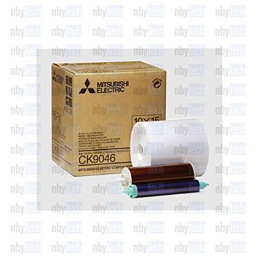 Imagem de Rolo de papel e folha de tinta Mitsubishi Electric de 15 cm de largura para 600 fotos. Tamanho: 10 x 15 (4x6"), para algumas impressoras térmicas de sublimação da série CP, modelo CK9046