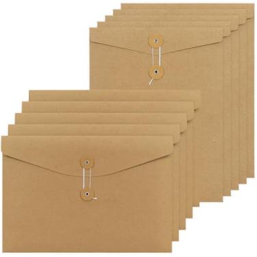 Imagem de NatureTouch 10 peças, envelopes A4, pastas de papel kraft, pastas de arquivo de papel kraft, bolsos de projeto, bolsa carteira de documentos com cordão, tamanho carta, pastas de arquivo kraft para