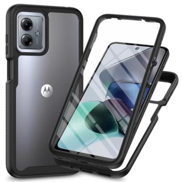 Imagem de Elubugod Capa compatível com Motorola Moto G14, capa de telefone com protetor de tela compatível com Motorola Moto G14 4G XT2341-2 XT2341-3 XT2341-4 capa preta