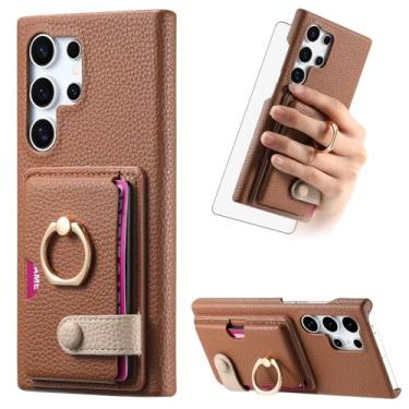 Imagem de Asuwish Capa de telefone para Samsung Galaxy S24 Ultra 5G Capa carteira com protetor de tela e anel fino suporte suporte para cartão de crédito acessórios de celular de couro S24Ultra 24S S 24 24Ultra