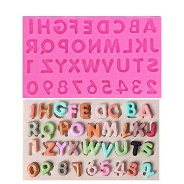 Imagem de Molde de número do alfabeto fofo moldes reutilizáveis de silicone de grau alimentício em forma de letra antiaderente DIY decoração de bolo chocolate doce goma fondant pudim molde de cozimento de