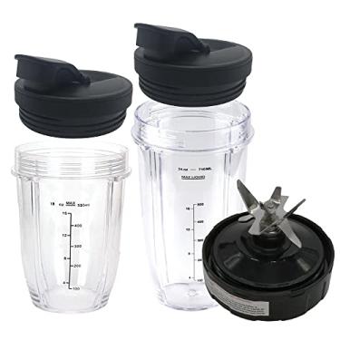 Imagem de Lâmina de extração de peças de substituição de 5 peças joystar com copo de 18oz 24oz e tampa de bico para liquidificador 1200W Ninja Auto-IQ Smooth Boost: BL490 30/BL491 30/BL492 30/BL492W 30/BL493Z 30/BL494 30 (20, 20)