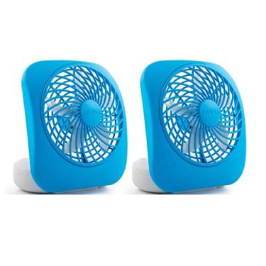 Imagem de O2COOL Treva Ventilador de mesa portátil de 12 cm alimentado por bateria, 2 velocidades de resfriamento com design compacto dobrável e inclinado, acessórios para cubículos, pequeno portátil, pacote
