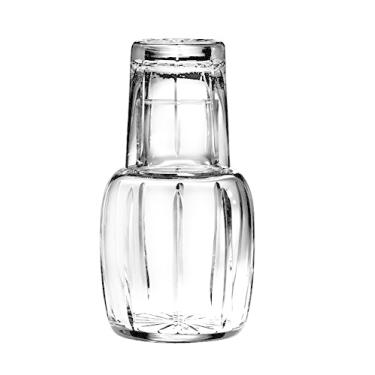 Imagem de Barski – Boca soprada – Cortada à mão – Cristal – Conjunto de 2 peças – Carafeu Noturno de Cabeceira/Carafê de Mesa com Copo – 21 cm A – Feito na Europa