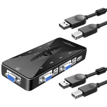 Imagem de Hub USB Chaveador Switch Kvm para até 4 Computadores Portas VGA, Mouse e Teclado