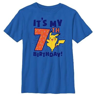 Imagem de Camiseta masculina Pokemon It's My 7th Birthday Pikachu, Azul royal, M