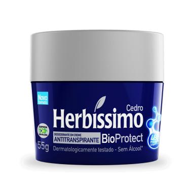 Imagem de Kit Desodorante Creme Antitranspirante Bioprotect Cedro Herbíssimo  55G - 3 unidades