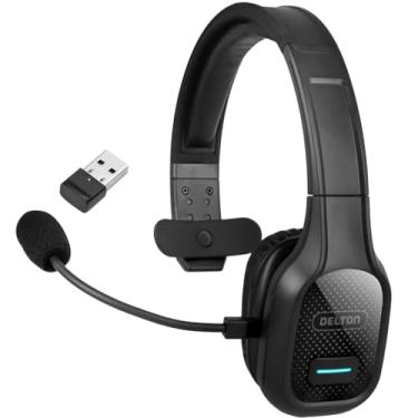 Imagem de Delton Fone de ouvido sem fio para computador com conector USB, fone de ouvido Bluetooth caminhoneiro com microfone com cancelamento de ruído, tempo de conversação de 35 horas, fone de ouvido sem fio