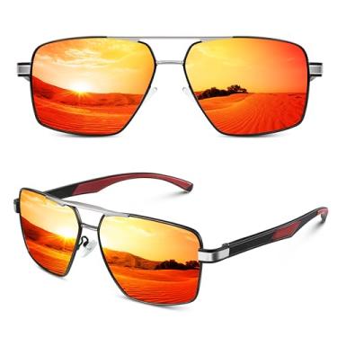 Imagem de WEAROYO Óculos de sol polarizados, masculinos, femininos, armação de liga Al-Mg, dobradiças de mola, estilo piloto, militar, proteção UV400 para dirigir