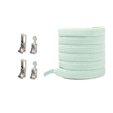 Imagem de Cross Buckle Elastic Laceless Shoelaces For Sneakers Flat Shoelaces For Kids And Adults Elastic Shoelaces For All Shoes(Light green)