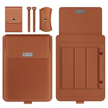 Imagem de GANGANPRO Capa para laptop de 13 a 14 polegadas com suporte compatível com laptop Microsoft Surface 5/4/3/2 de 13,5 polegadas, MacBook Air/Pro de 13,3 polegadas, capa de couro PU para laptops de 15 a