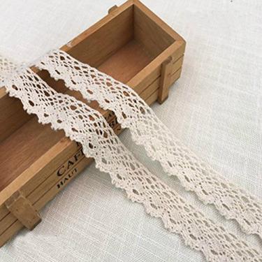 Imagem de Fita de renda bordada de algodão de 3 metros para decoração de costura e projetos "Faça você mesmo" 3,8 cm de largura 4 cores, Raw White, 1