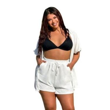 Imagem de CONJUNTO FEMININO KIMONO/CARDIGAN E SHORT PLUS SIZE-Feminino