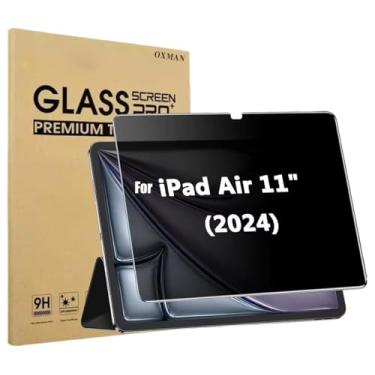 Imagem de OXMAN Privacy 1 pacote com protetor de tela para iPad Air 11 polegadas 2024 (6ª geração), vidro temperado - compatível com Apple Pencil Pro e capa, antiarranhões