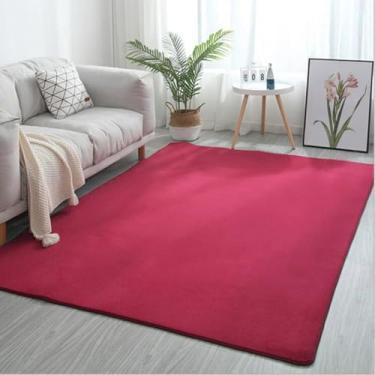 Imagem de Tapete da sala de estar, lã coral, sofá, mesa de centro, quarto, antiderrapante, à prova de som, tapete cinza, varanda, janela de sacada, vinho, 50 x 160 cm (19,6 x 63 pol.)