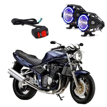 Imagem de Par Farol de Milha Angel Eye U7 Azul para Moto Suzuki Bandit 1200 2005