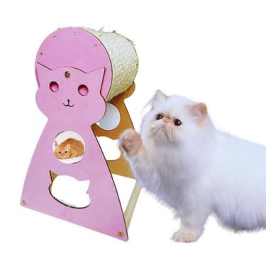 Imagem de arranhador gato moderno e colorido,brinquedo interativo pets brincar -