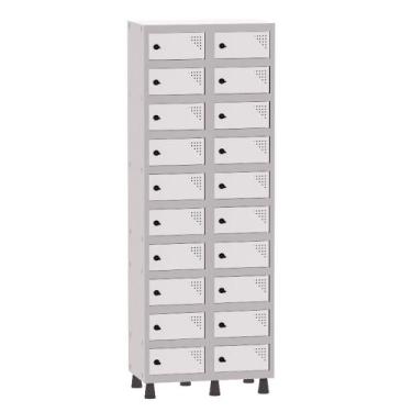 Imagem de Armário Porta Objetos de Aço 2 Vãos 20 Portas Pitão Pandin 1,90 m Cinz
