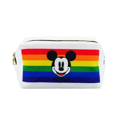 Imagem de Necessaire Retangular Branca Mickey Rainbow 12x10x20cm - Disney - Taim
