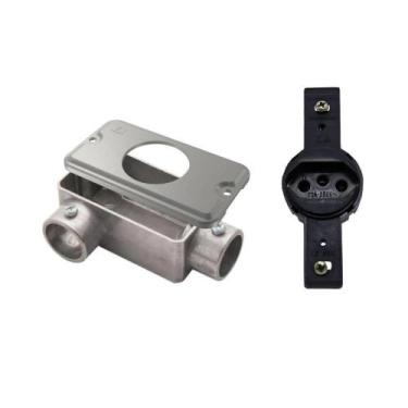 Imagem de Condulete LR+Tampa Cond Mod Redondo Wetzel+Tomada Transmóbil