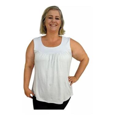 Imagem de Blusa Feminina Plus Size Regata Senhora Bata Lisa - Coalizão Fashion, 