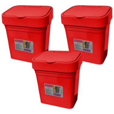 Imagem de Kit 3 Lixeira de Pia C/ Tampa Removível Plástica 2,8L Banheiro Cozinha