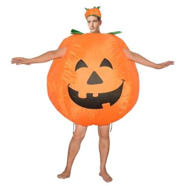 Imagem de Qshine Body adulto inflável de abóbora de Halloween festa extravagante traje engraçado para homens e mulheres 150-200 cm, Laranja, 150-200cm Adult