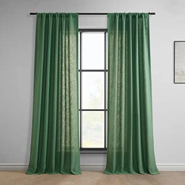 Imagem de HPD Half Price Drapes Cortinas clássicas de linho falso para quarto e sala de estar 50 x 120, FLCH-C922608-120 (1 painel) verde