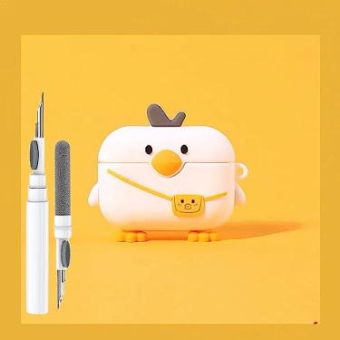Imagem de Capa fofa de pato para Galaxy Buds 3 Pro/Buds3, desenho 3D engraçado, kawaii, capa legal com kit de limpeza e chaveiro para Samsung Galaxy Buds Pro 3/Buds 3 para meninos, meninas, crianças,