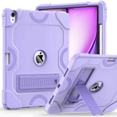 Imagem de Cantis Capa para iPad Air 13 polegadas M2 (2024), iPad Air 13 com suporte para lápis, capa protetora resistente à prova de choque suporta Pencil Pro e Pencil (USB-C), roxo + roxo