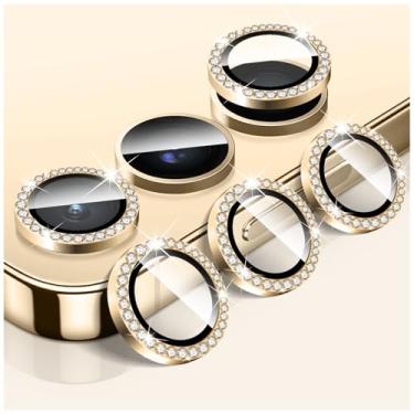 Imagem de LucBuy Protetor de lente de câmera Diamond para Samsung Galaxy A14/A24/A34/A54, protetor de tela traseira de vidro temperado brilhante, anéis de proteção de metal de alumínio individuais, adesivos de