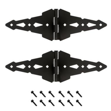 Imagem de Advantage Industries Dobradiças contemporâneas de aço resistente de 20 cm | para cercas de madeira | Aço zincado com calça revestida em pó | Tolerância de dobradiça apertada | Preto (AD2004)