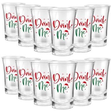 Imagem de Roshtia 12 peças de copos de shot de Natal para bebidas, 34 g, novidade Drink Me, copos de dose de acrílico, lembrancinhas de festa de Natal, presente de Natal para adultos e amigos