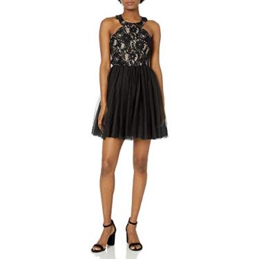 Imagem de My Michelle Vestido de formatura feminino, Preto nude, 3