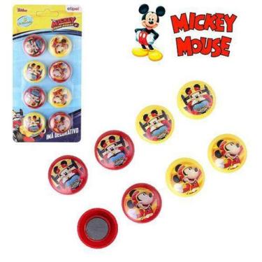 Imagem de Kit com 8 imãs prendedor fixador magnético multiuso mickey mouse - ETI
