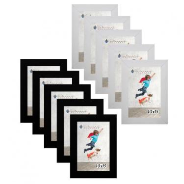 Imagem de Kit 10 Molduras Porta Retrato 5 10x15 Branco 5 10x15 Preto - Santamari