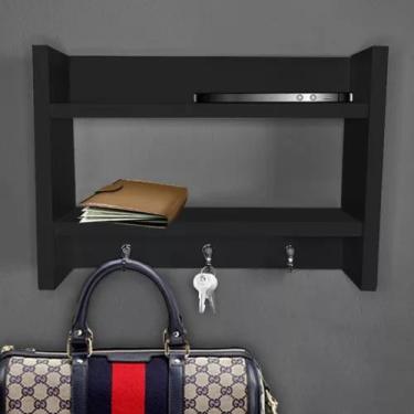 Imagem de Porta Chaves Parede Suporte Carteira Celular  Mdf - CAPA SHOP, Preto
