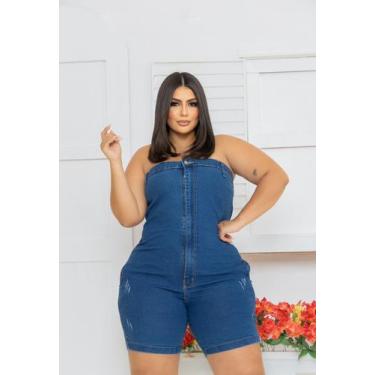 Imagem de Macacão Jeans Feminino Zíper Longo Lycra Plus Size Bloqueira - multima