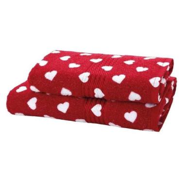 Imagem de Toalha de Banho Döhler Prisma  Estampado Coração - DOHLER SA, VERMELHO