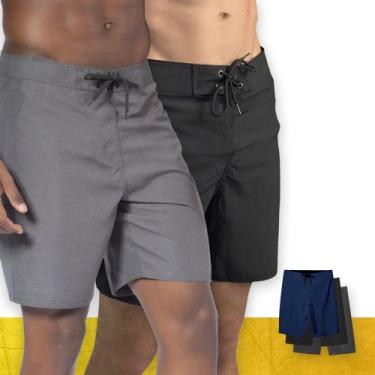 Imagem de KIT 2 Shorts SURF LISO Mauricinho Bermuda Praia Academia Tactel Verão 