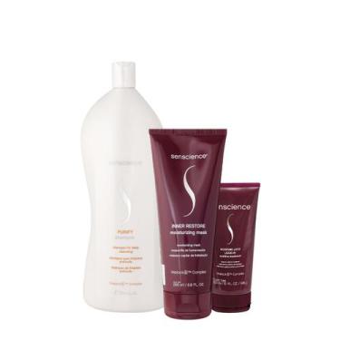 Imagem de Kit Senscience Purify Shampoo Inner Restore Máscara e Mostuire Leave-i