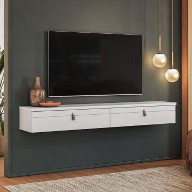 Imagem de Rack Suspenso Line P/ Tvs até 55 Polegadas 160cm 2 Portas Branco - Olivar Móveis