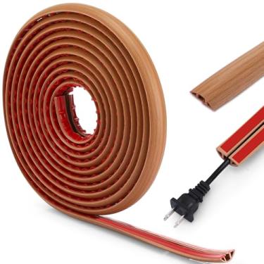 Imagem de Leelosp Capa de cabo de piso de 6 m, protetor de cabo de duto, cobre o cabo no piso para calçadas ou passarelas (carvalho amarelo)